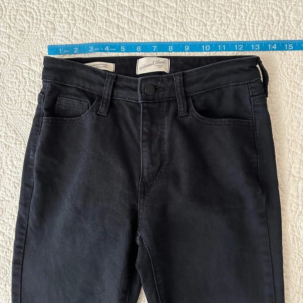 Universal Thread High Rise Slim Straight Black Denim Jeans Size 00 - Picture 5 of 9